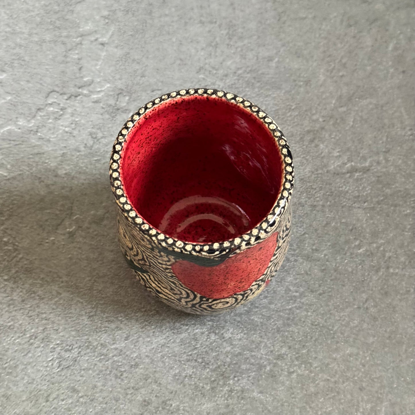 Apple Cup with Geometric Tangle