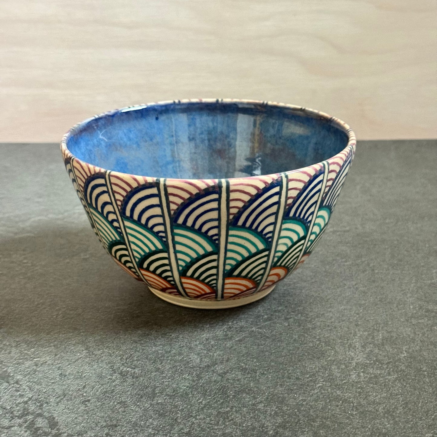 Scalloped Rainbow Tangle Bowl #2 - 5.75 inches x 3.25 inches - 22oz