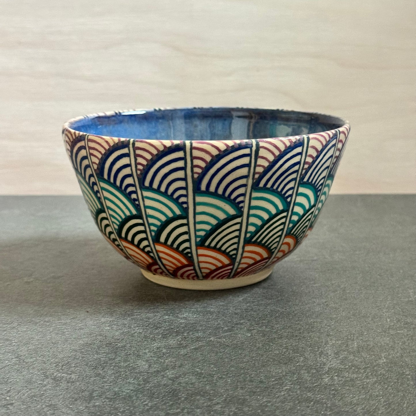 Scalloped Rainbow Tangle Bowl #2 - 5.75 inches x 3.25 inches - 22oz