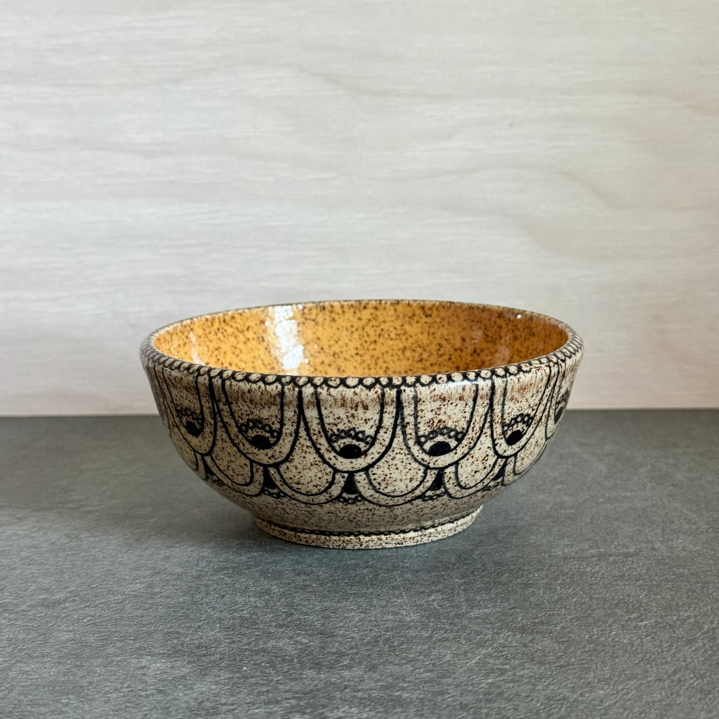 Orange Tangled Scalloped Bowl - 5 inches