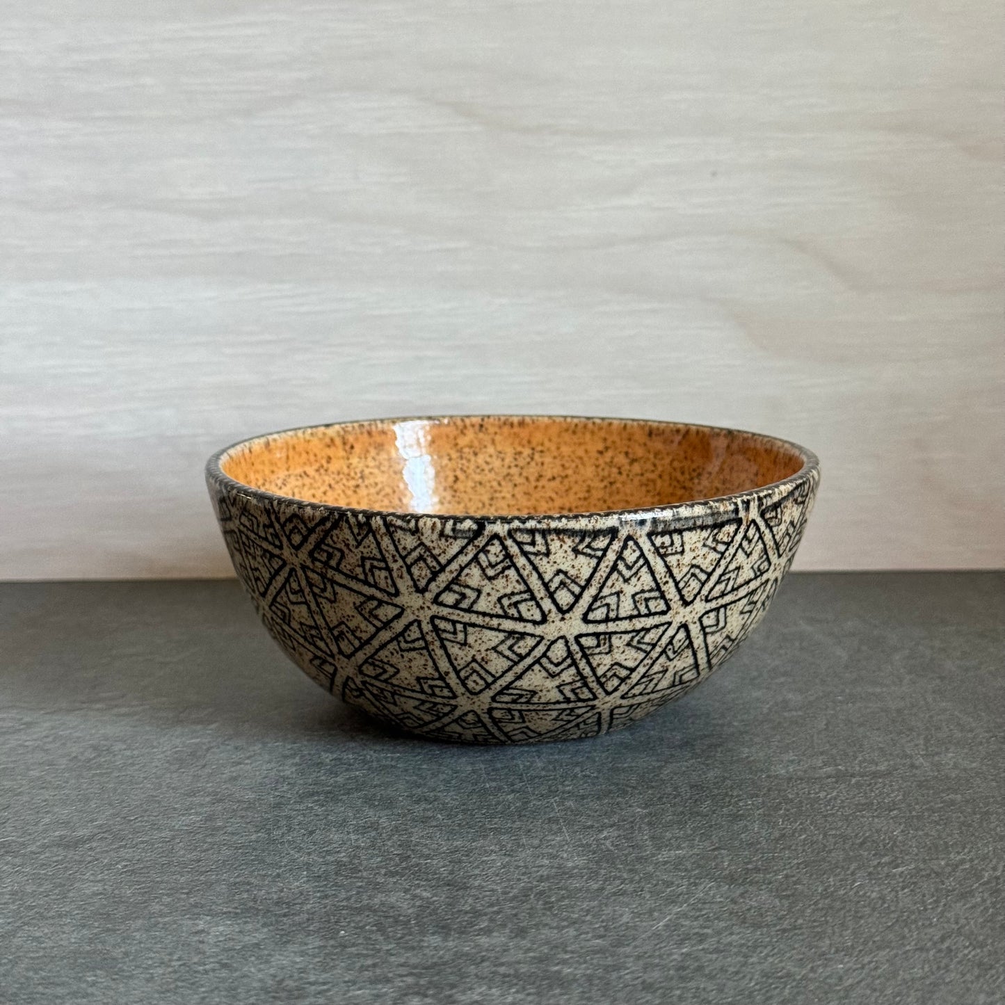 Orange Tangled Triangles Bowl- 5 inches x 2 inches