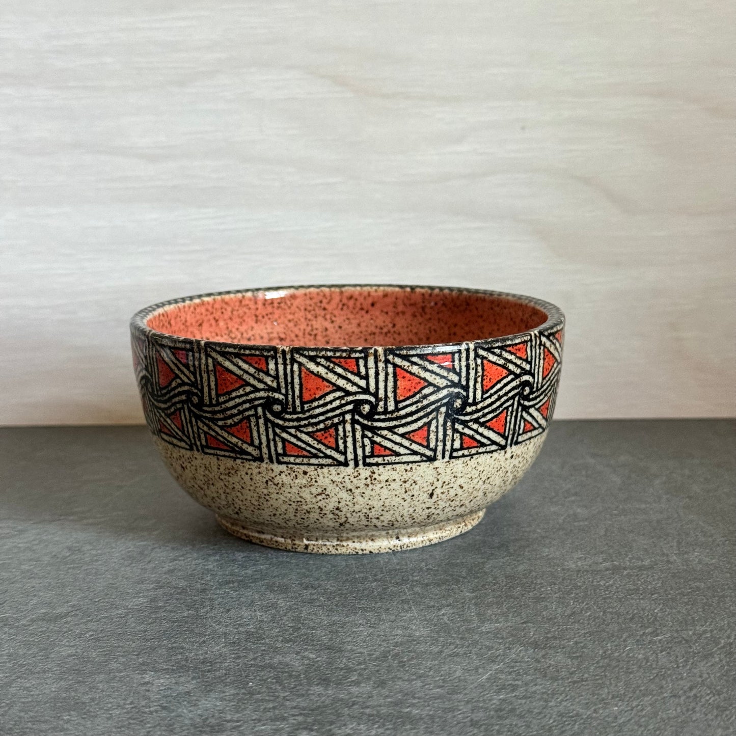 Geometric Black & Orange Border Tangled Bowl - 5 inches