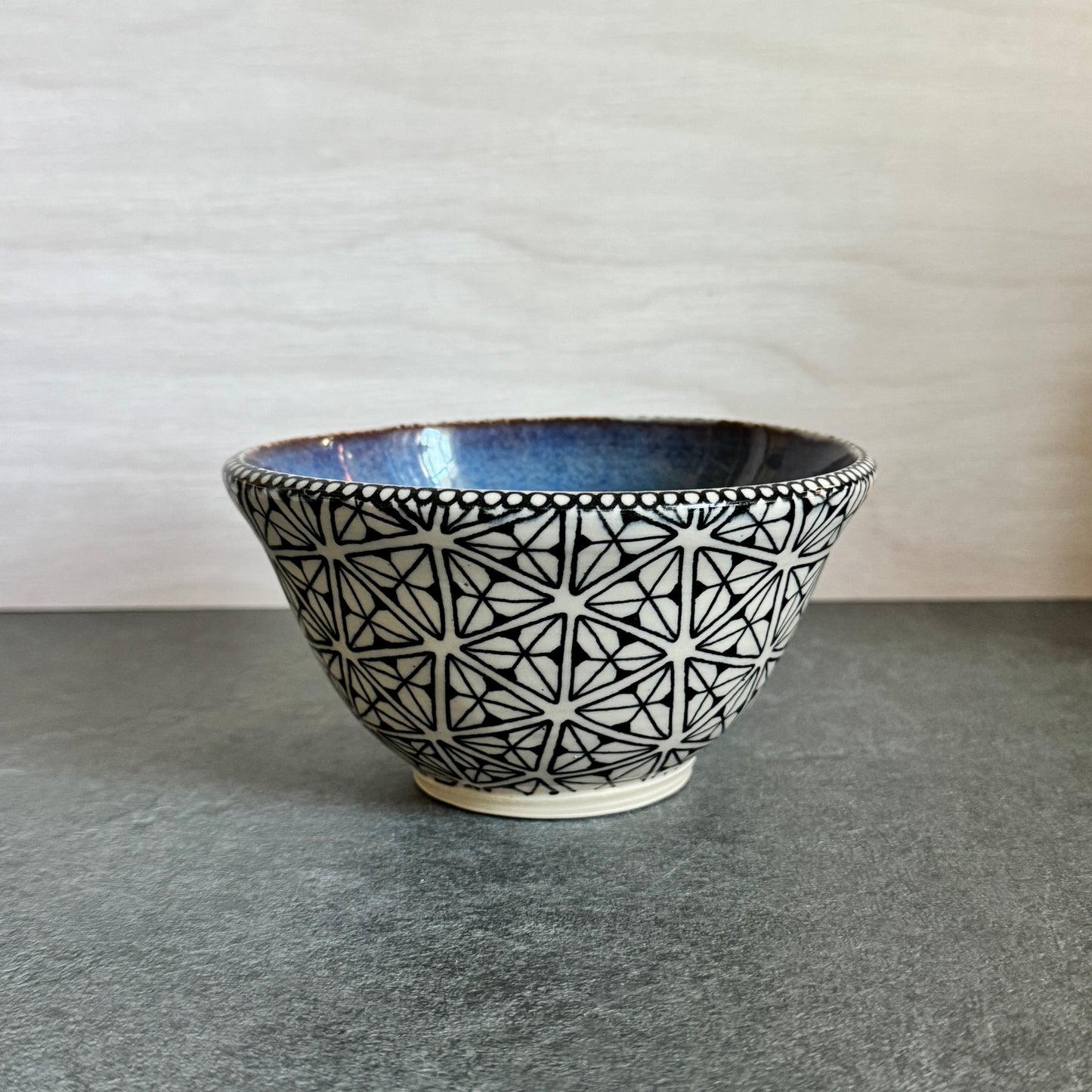 Multi Triangle Tangled Blue Bowl - 5.75 inches x 3 inches - 18oz