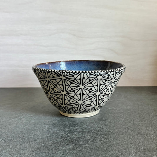 Multi Triangle Tangled Blue Bowl - 5.75 inches x 3 inches - 18oz