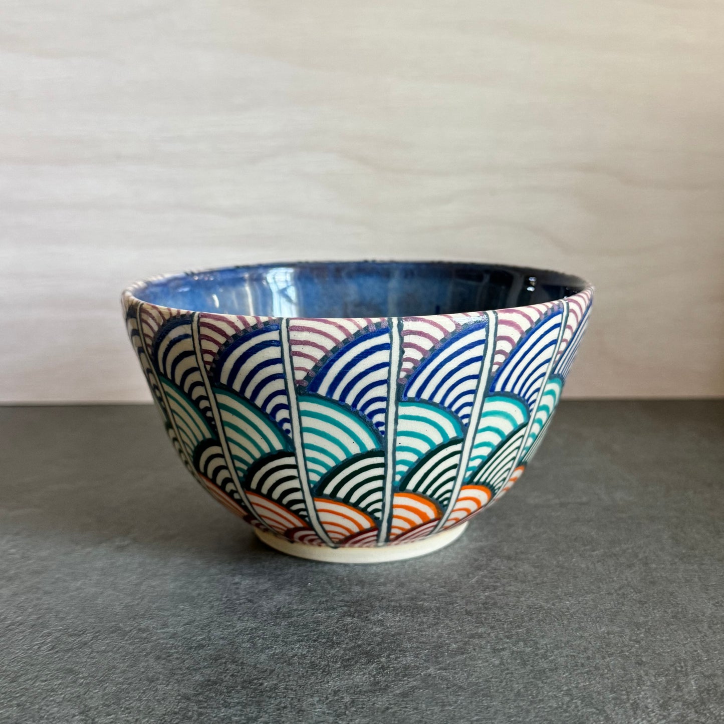 Scalloped Rainbow Tangle Bowl #2 - 5.75 inches x 3.25 inches - 22oz