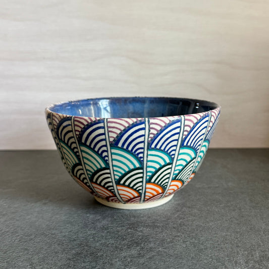 Scalloped Rainbow Tangle Bowl #2 - 5.75 inches x 3.25 inches - 22oz