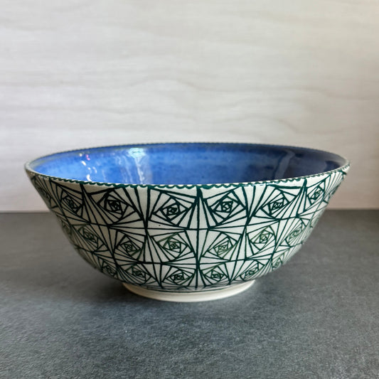 Green Twirling Squares Tangled Bowl - 7.5 inches x 3 inches