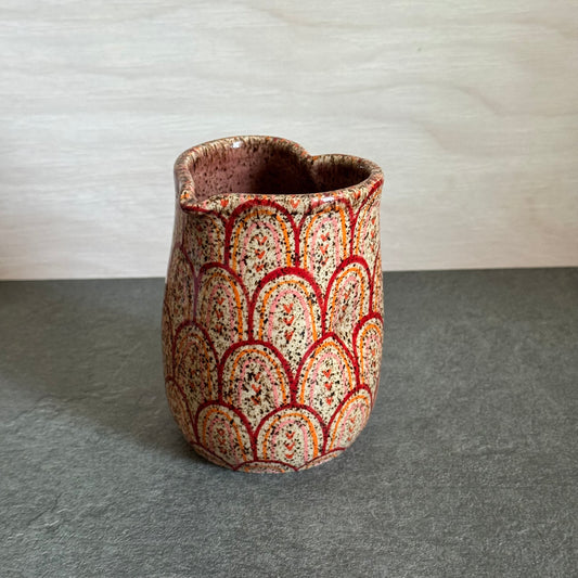 Heart Cup with Orange & Red Rainbow Tangle