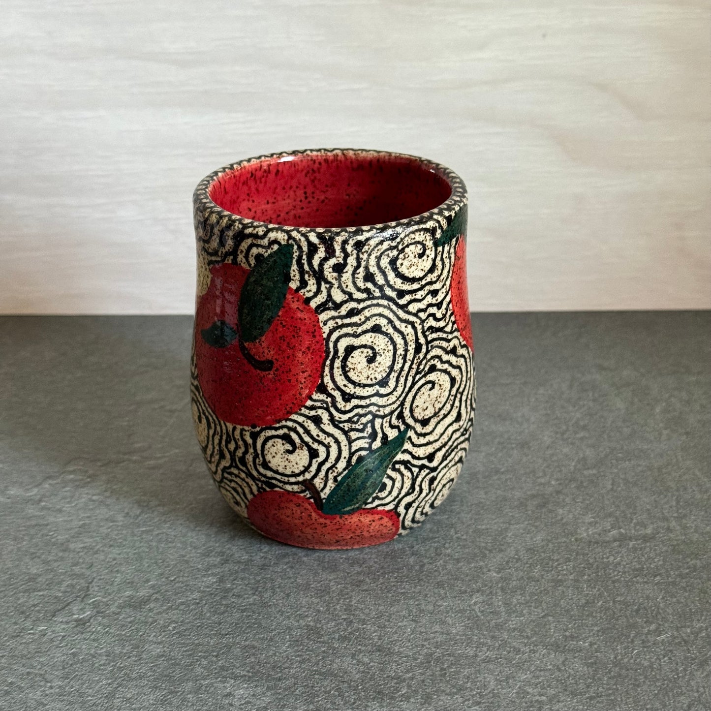 Apple Cup with Geometric Tangle