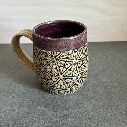 Purple Banded Geometric Mug