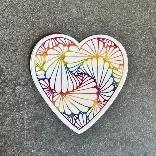 Scalloped Rainbow Hearts Sticker