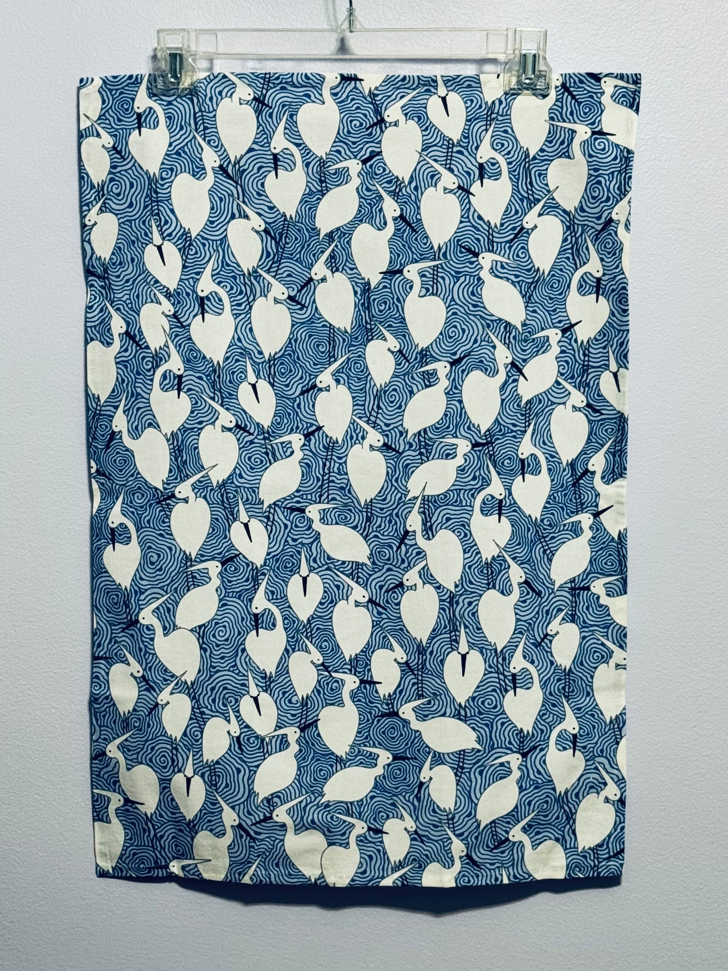 Dance of Cranes Tea Towel - BLUE