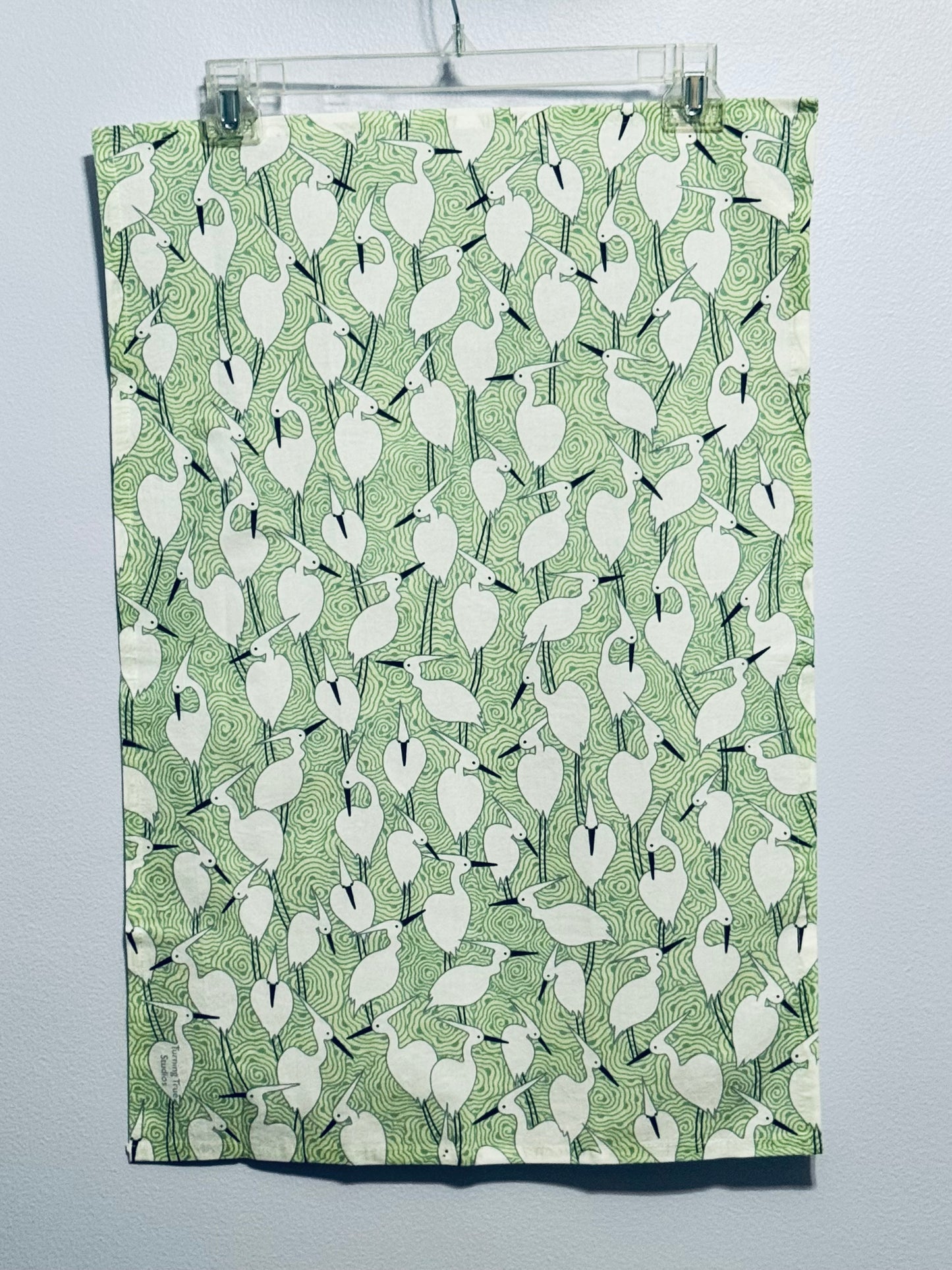 Dance of Cranes Tea Towel - GREEN