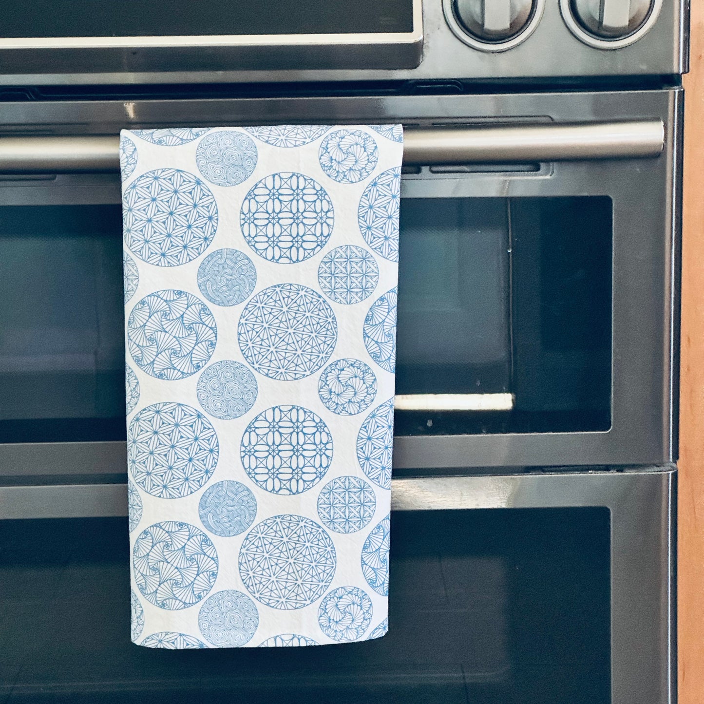 Tangled Blue Circles Tea Towel