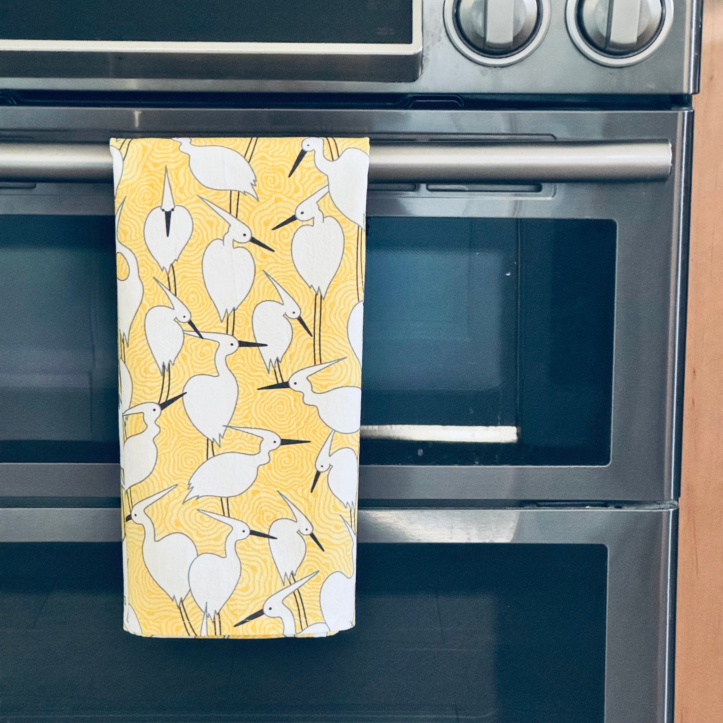 Dance of Cranes Tea Towel - YELLOW