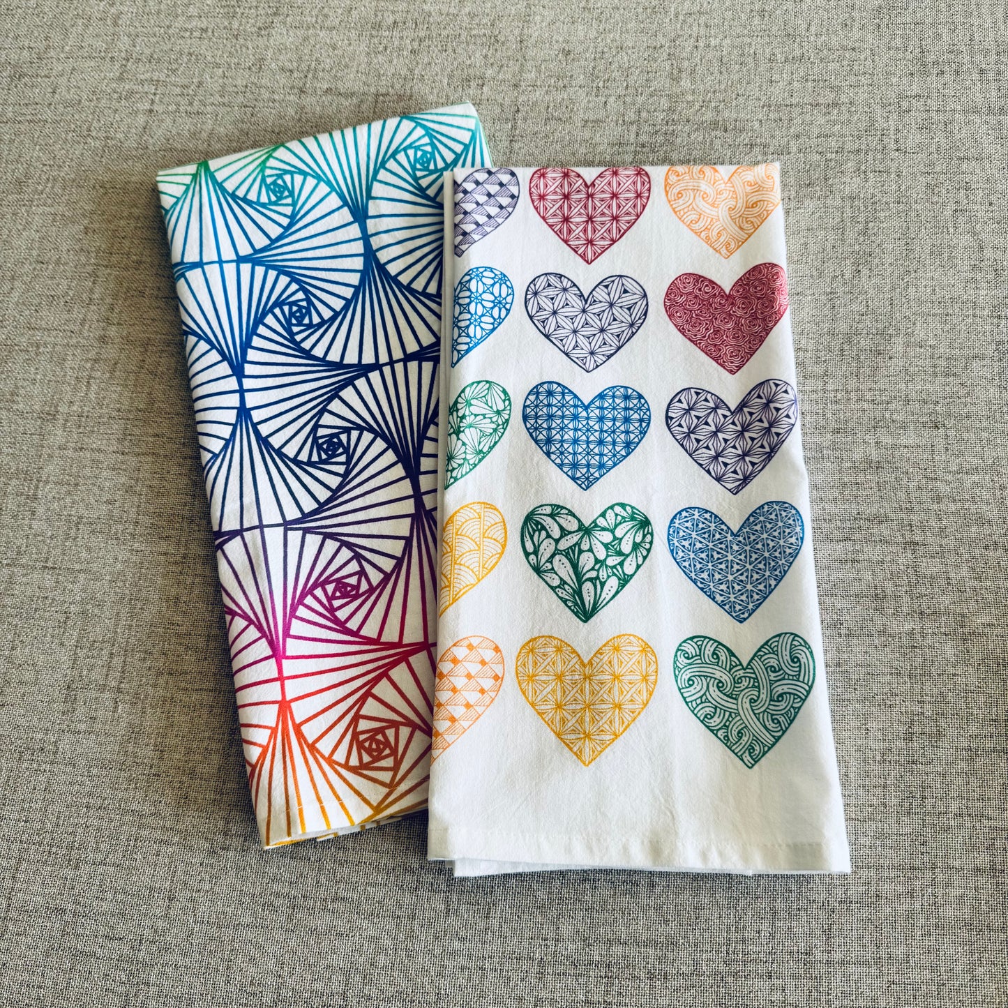 Rainbow Ginko Fans Tea Towel