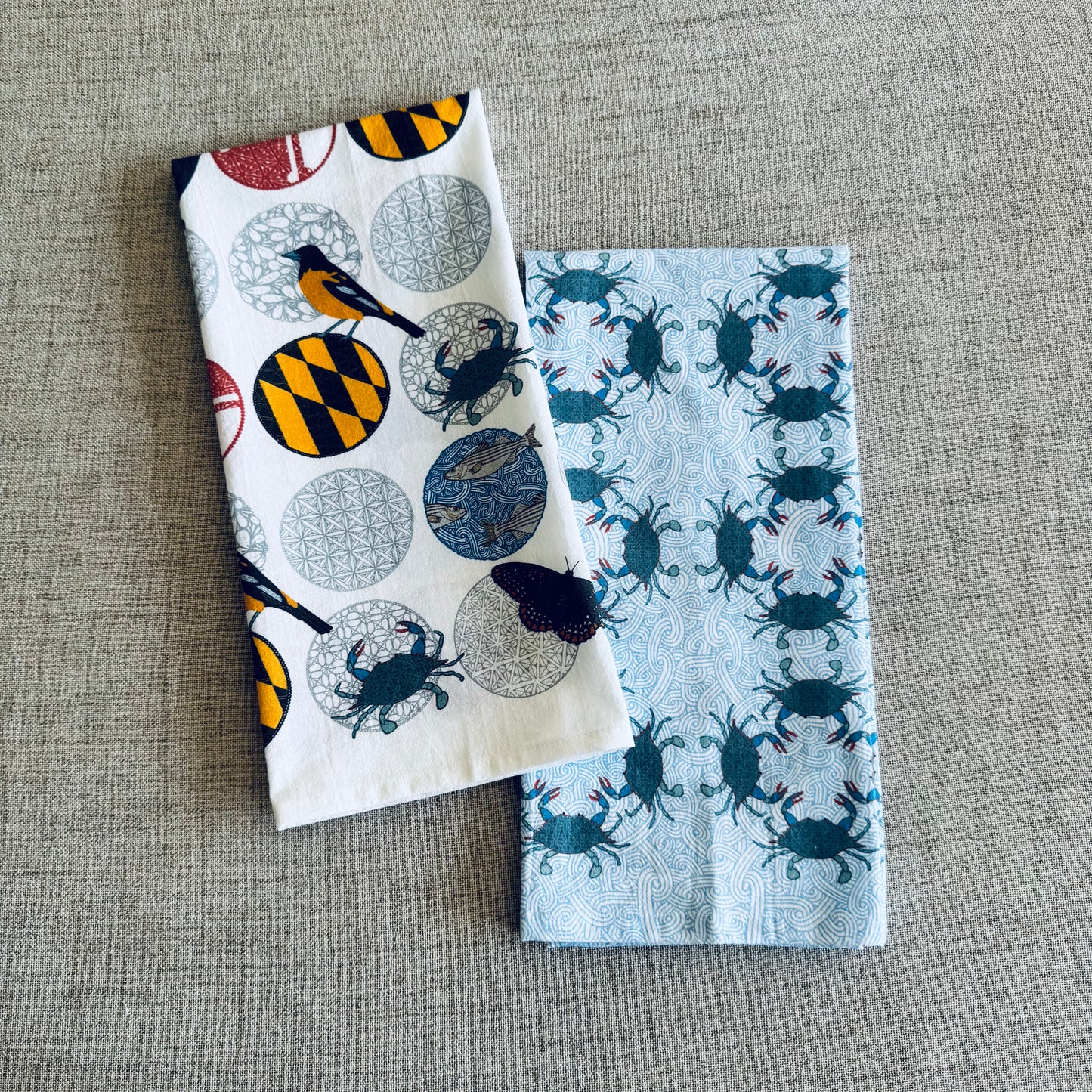 Cast of Blue Crabs Tea Towel