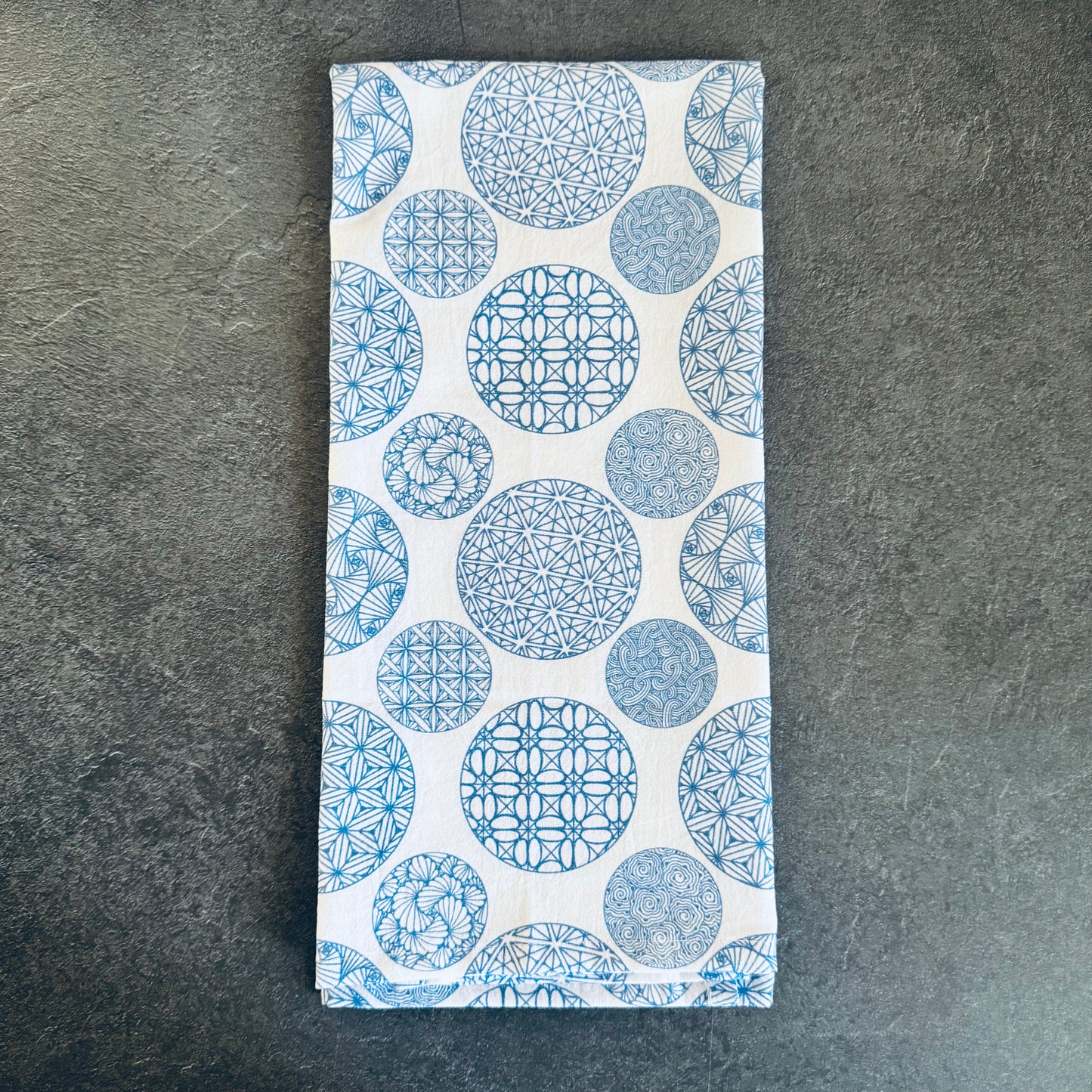 Tangled Blue Circles Tea Towel