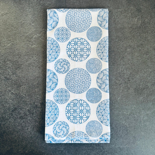 Tangled Blue Circles Tea Towel