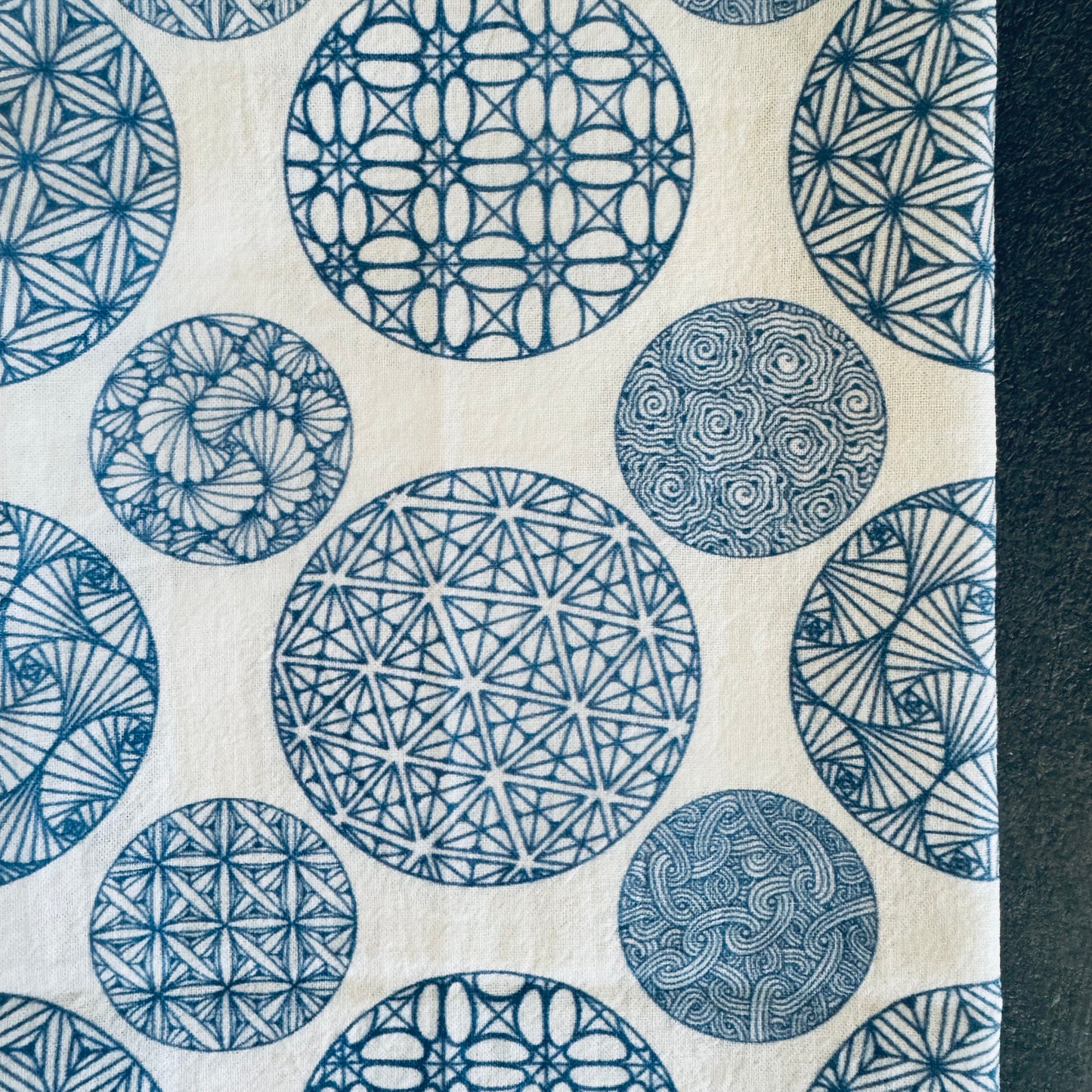 Tangled Blue Circles Tea Towel