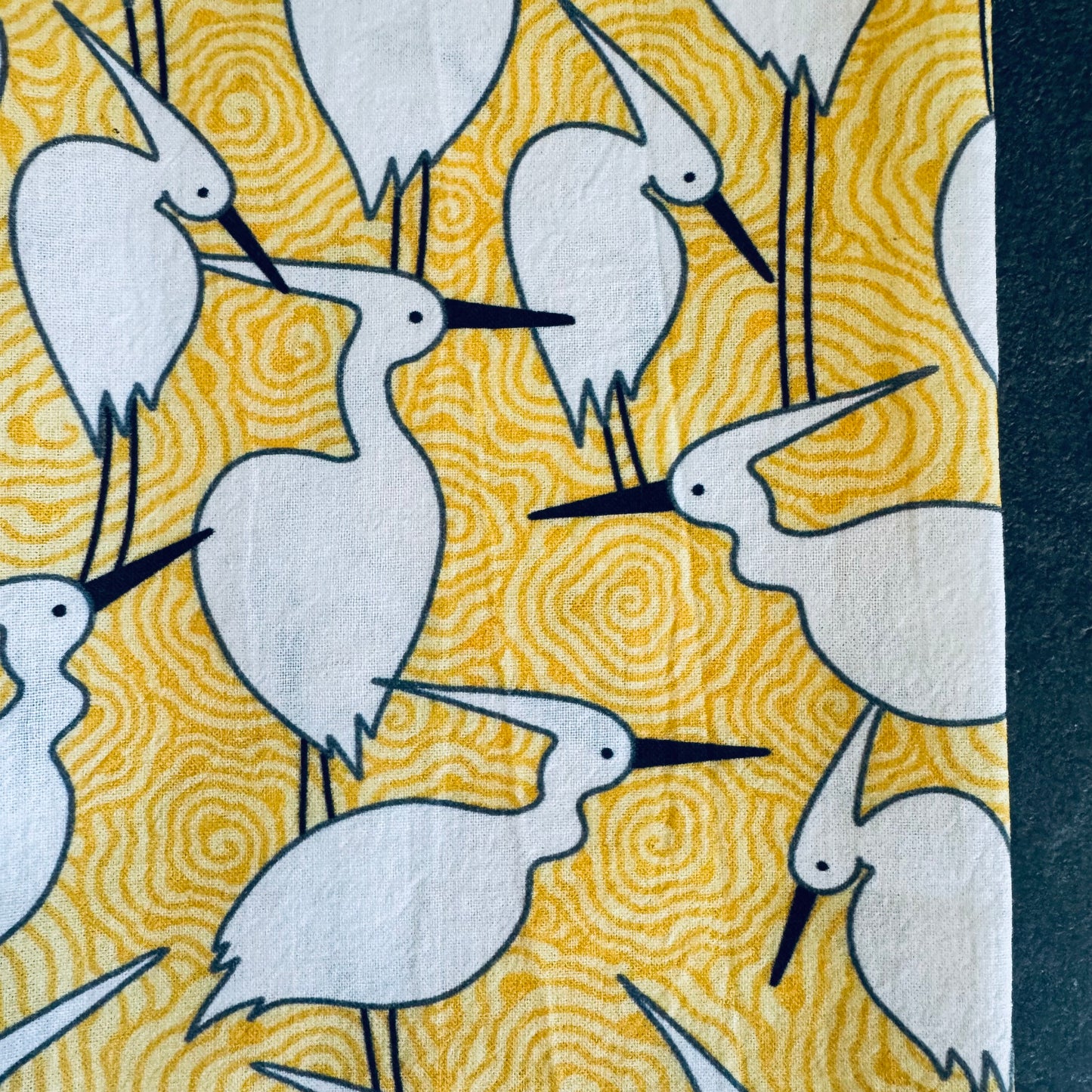 Dance of Cranes Tea Towel - YELLOW