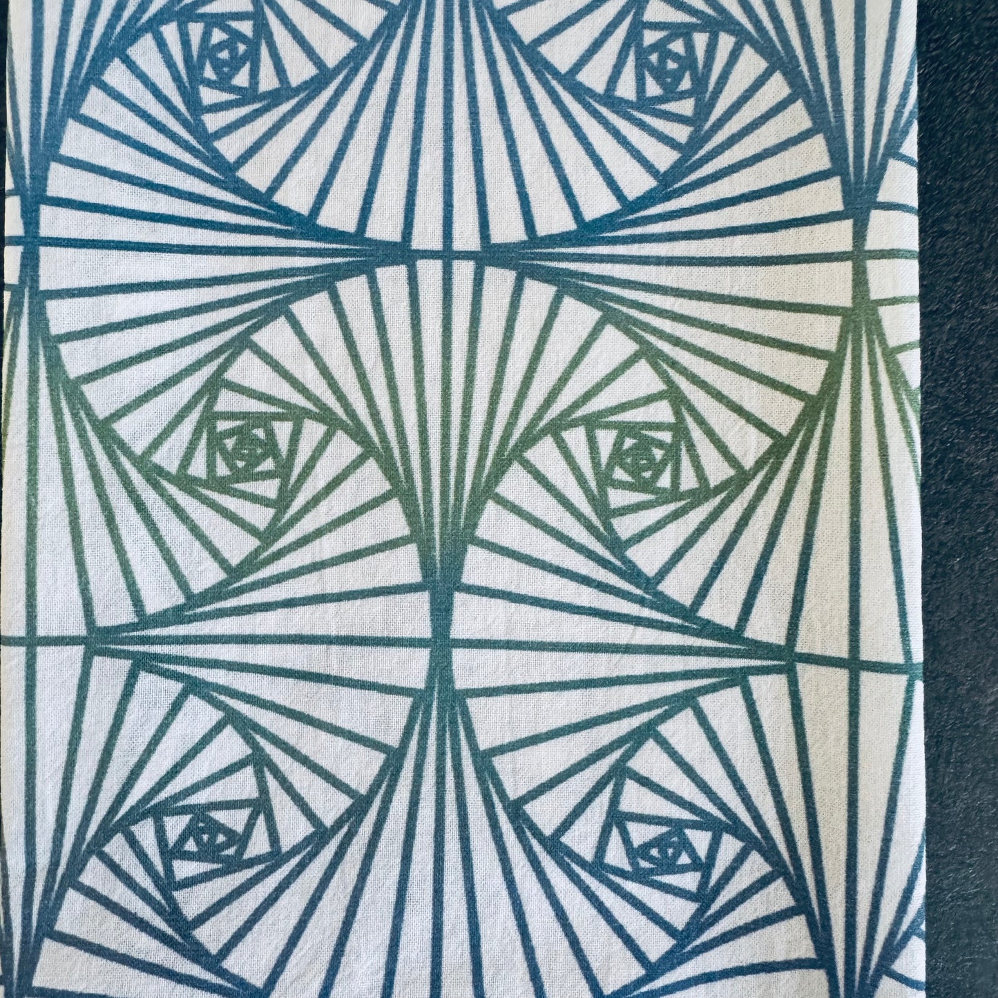 Blues and Greens Ombre Ginko Fans Tea Towel