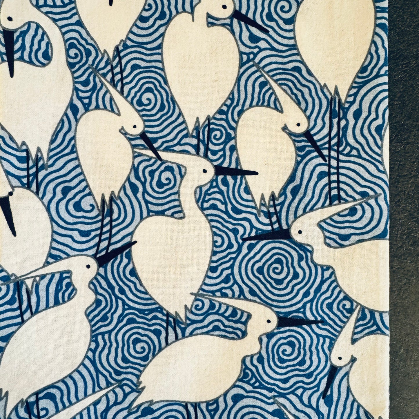 Dance of Cranes Tea Towel - BLUE