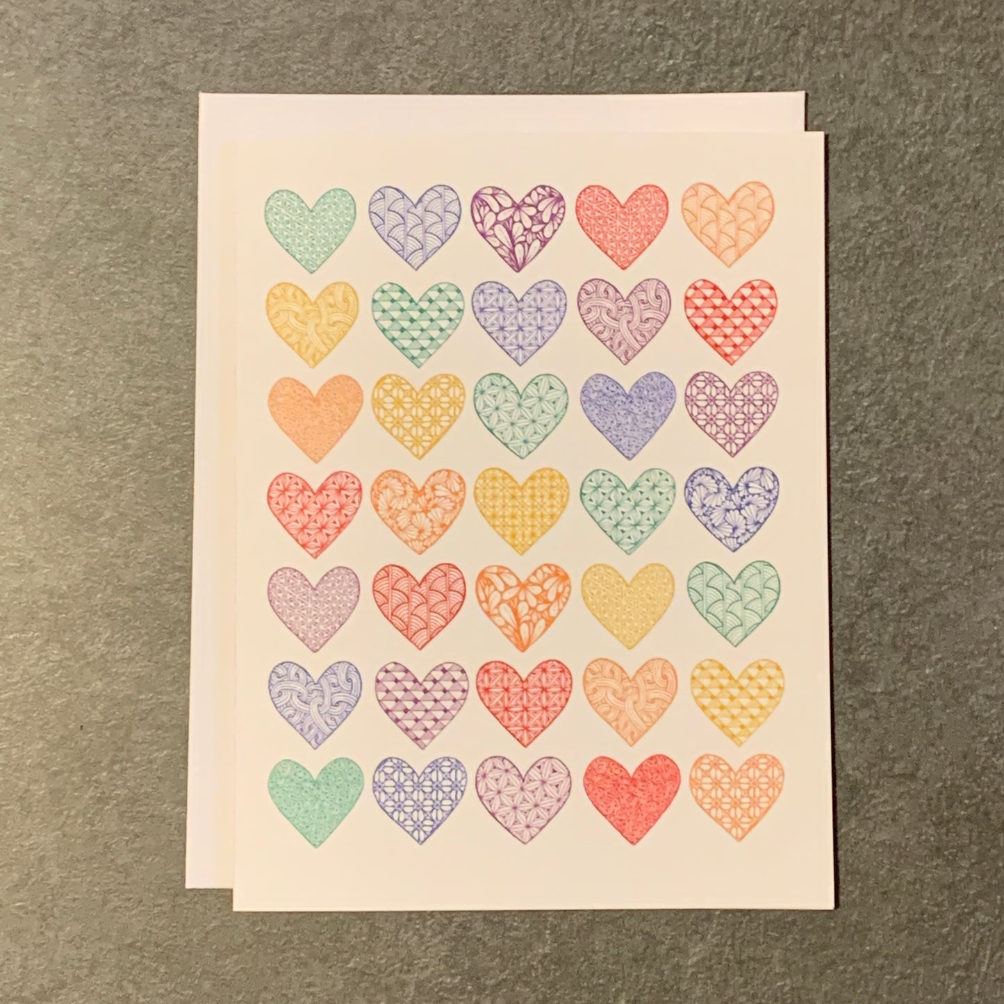 Tangled Rainbow Hearts Blank Note Card