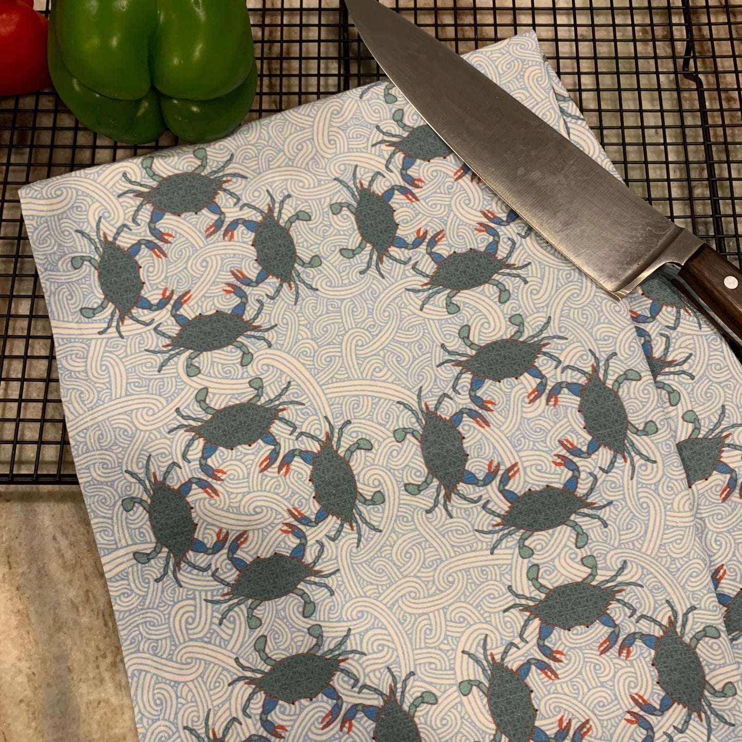 Cast of Blue Crabs Tea Towel