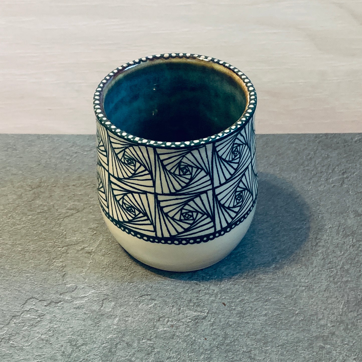 Tangled Cup with Blue Green Glaze