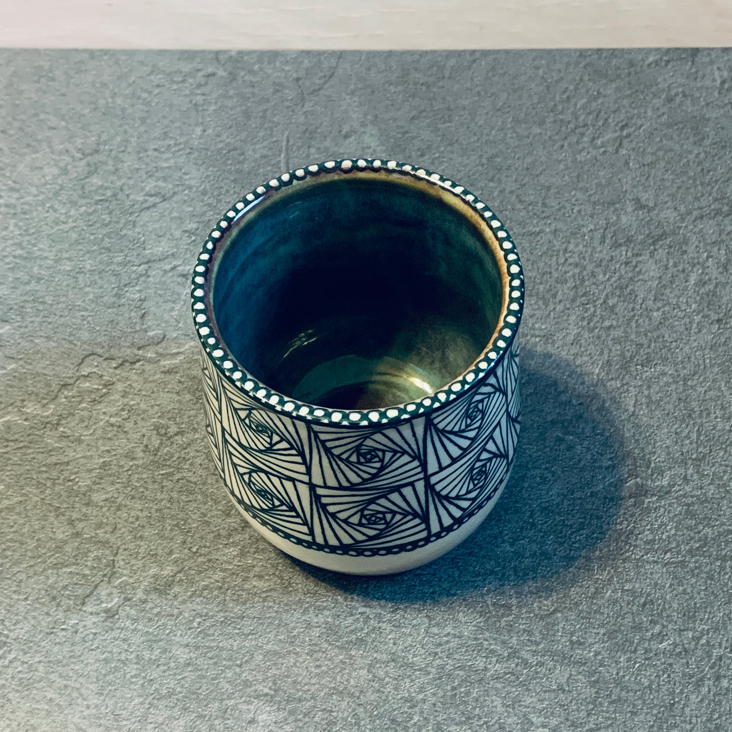 Tangled Cup with Blue Green Glaze