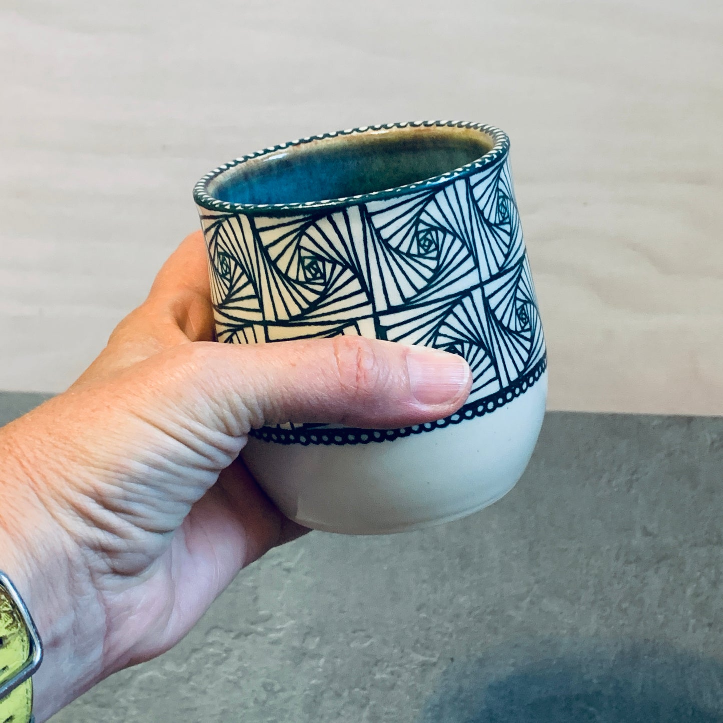 Tangled Cup with Blue Green Glaze