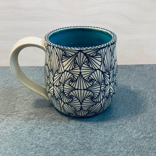 Black and White Tangled Turquoise Mug