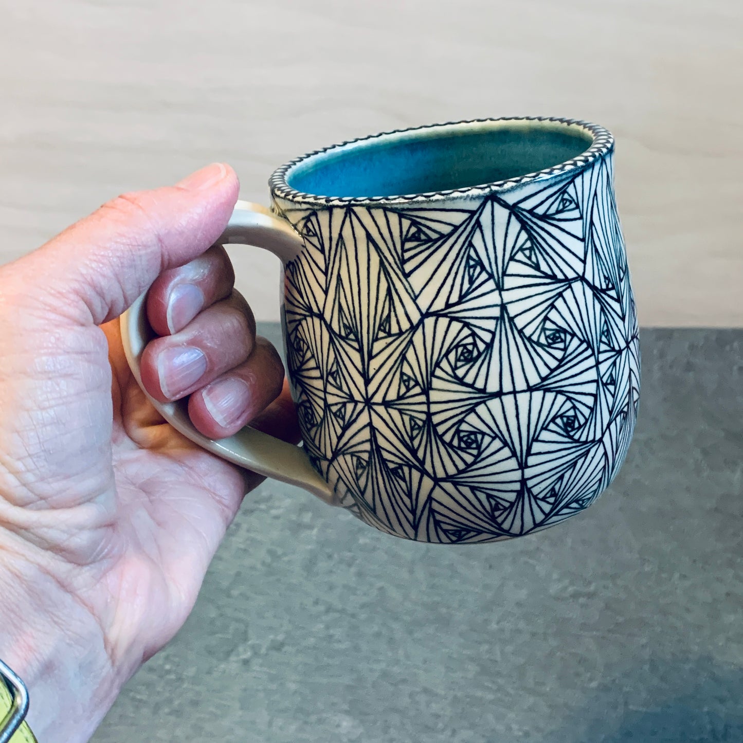 Black and White Tangled Turquoise Mug