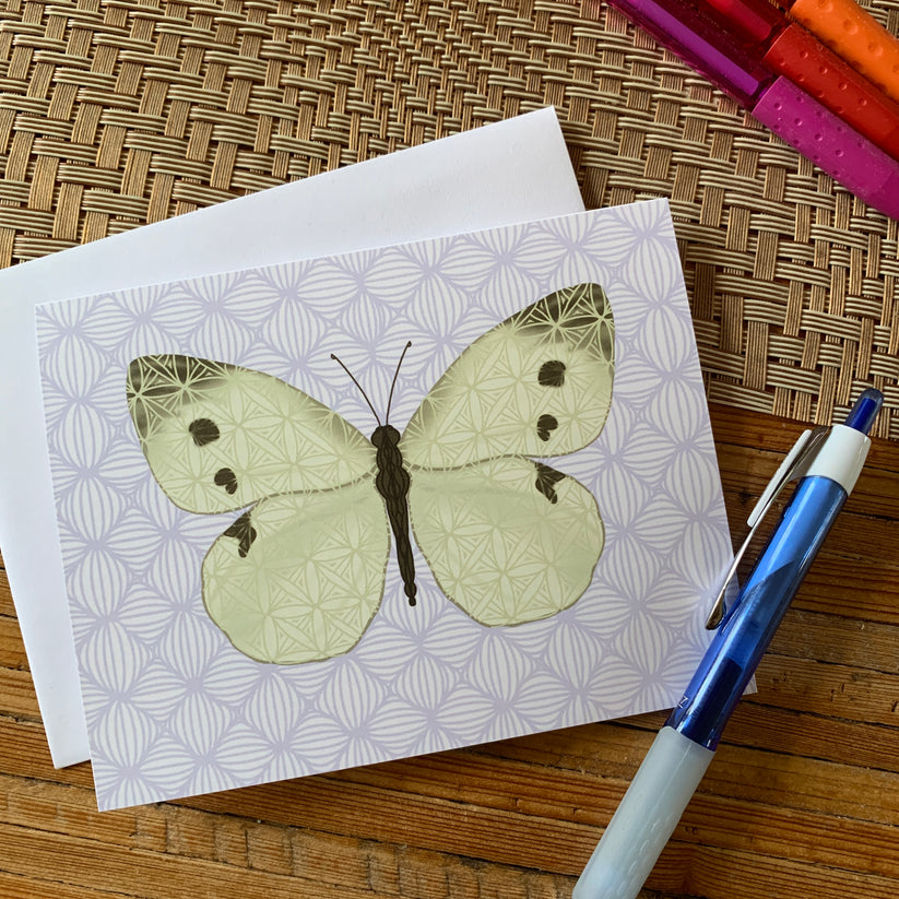 Cabbage White Butterfly Blank Note Card – Turning True Studios