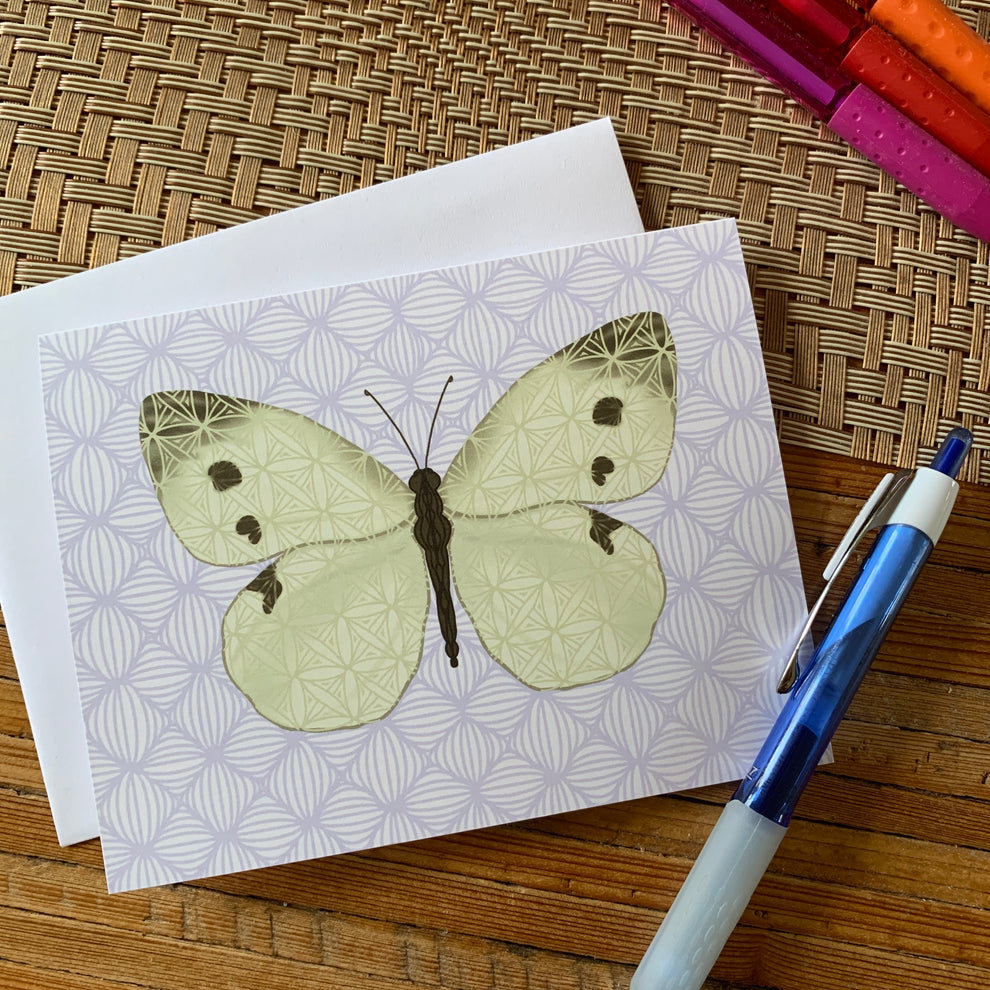Cabbage White Butterfly Blank Note Card – Turning True Studios