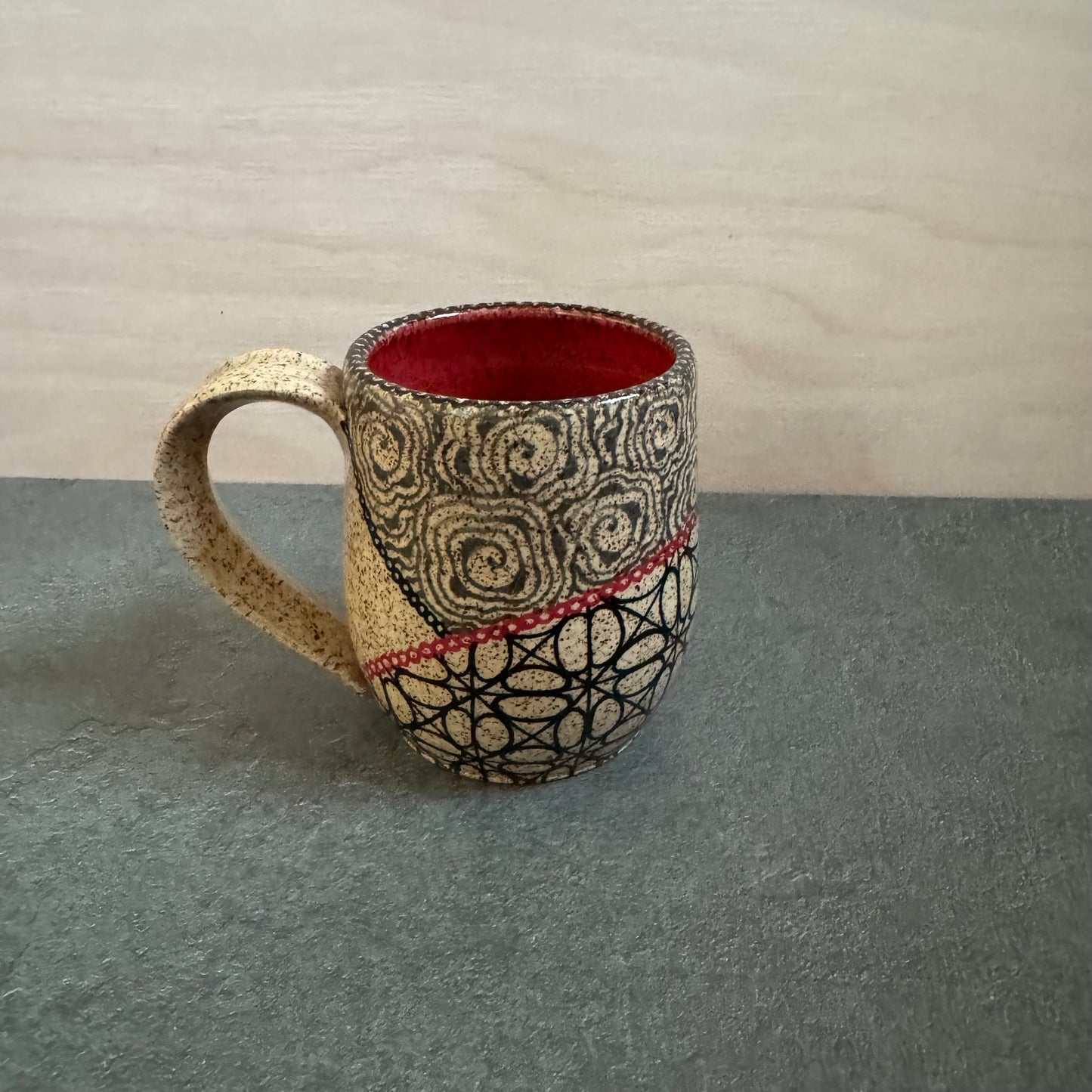 Red and Black Geometric Mug