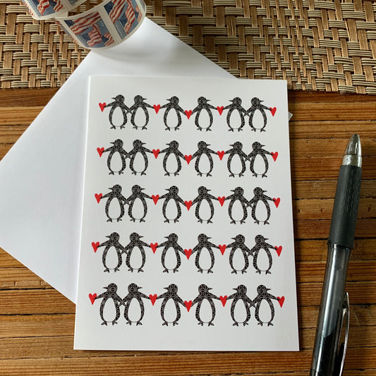 Tiny Tangled Penguins Blank Note Card