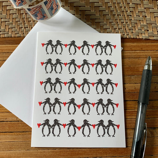 Tiny Tangled Penguins Blank Note Card