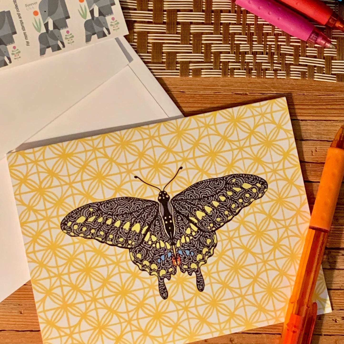Male Black Swallowtail Butterfly Blank Note Card