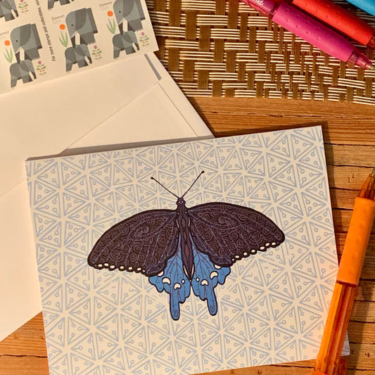 Blue Swallowtail Butterfly Blank Note Card
