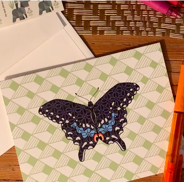 Female Black Swallowtail Butterfly Blank Note Card – Turning True Studios
